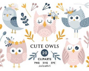 Owl svg, Owl png, Cute Owl clipart, Scandinavian prints, Sweet dreams, Baby shower, Bird clip art, Vector, Digital download, Commersial USE