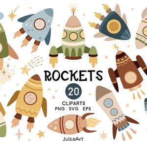 Rocket clipart, Space clipart, Outer space, Boho space rocket svg, Spaceship clipart, Space nursery print, Digital download, Commercial use