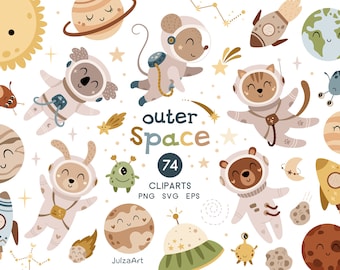 Space clipart, Outer space svg, Boho Space nursery print, Solar system png, Space birthday, Baby shower, Digital download, Commercial use