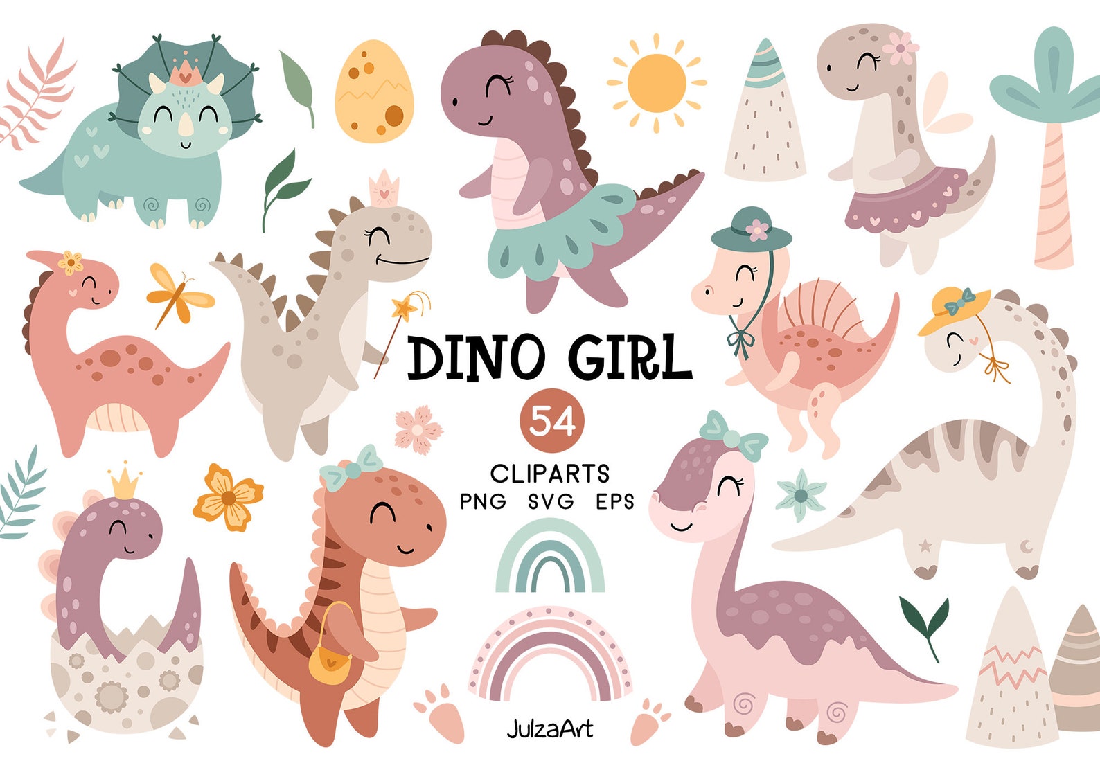 Dinosaur Clipart, Dinosaur Svg, Dinosaur Birthday Clipart, Cute ...