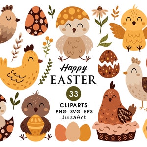 Easter clipart, Easter svg, Easter chicks, Chicken svg, Happy Easter png, Easter eggs clipart, Kids Easter, Digital download, Commercial Use