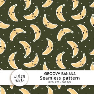 Retro Bananen Muster Groovy Banane Musterdesign Niedlicher Bananendruck Tropische Früchte Muster Sommer Obst Papier Sommer Design Digital download