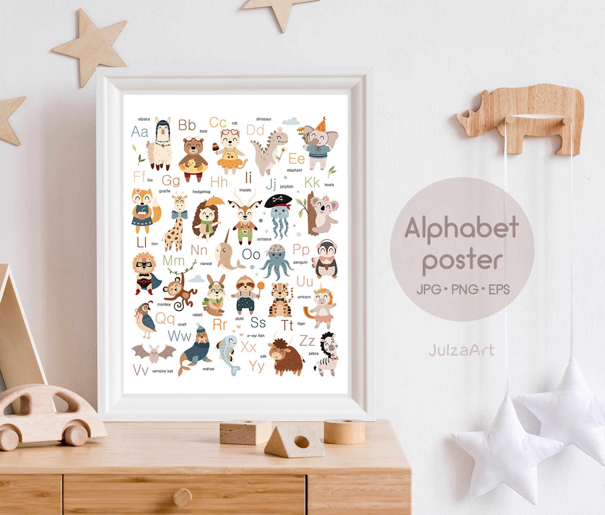 Woodland Animal Alphabet Poster: Nursery ABC Print, Educational ...