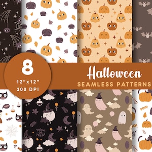 Cute Halloween pattern Kids Halloween seamless pattern Halloween pumpkin pattern Halloween ghost Halloween animals Spooky season background