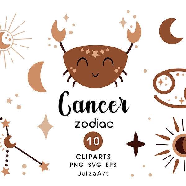 Cancer zodiac clipart, Cancer svg, Star zodiac sign png, Cancer constellation clip art, Baby shower, Digital download, Commercial use