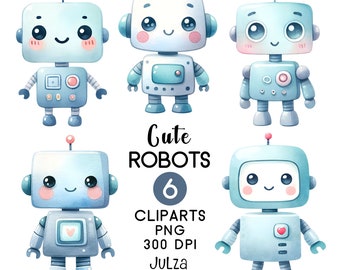 Robot png, Uroczy robot clipart, Akwarelowy robot clipart, Kawaii robot print, Clipart dla chłopca, Dekoracja robota, Baby shower, Pobieranie cyfrowe