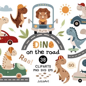 Dinosaurier Clipart, Dinosaurier svg, Dinosaurier Geburtstag Clipart, niedlicher Dinosaurier Fahrer, Dinosaurier-Babyparty, digitaler Download, kommerzielle Nutzung