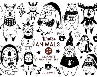 Winter-Tier-Svg-Weihnachtstier-clipart-Weihnachtsclipart-Weihnachtsmotiv-Frohe Weihnachten Winter-Clipart-Datei Digitaler Download