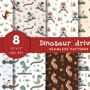 Dinosaur Seamless pattern, Cute Dinosaur Digital paper, Dinosaur Birthday, Dinosaur boy Baby shower, Digital download, Commercial use