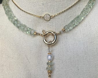 Grade AAA Green Amethyst Necklace with pendant.