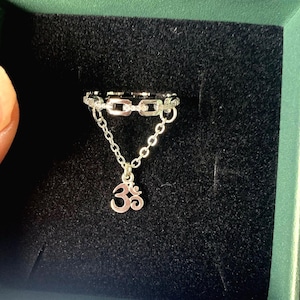 Ohm sterling silver ring with pave