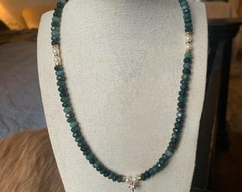 Green Moss and Pearl Necklace