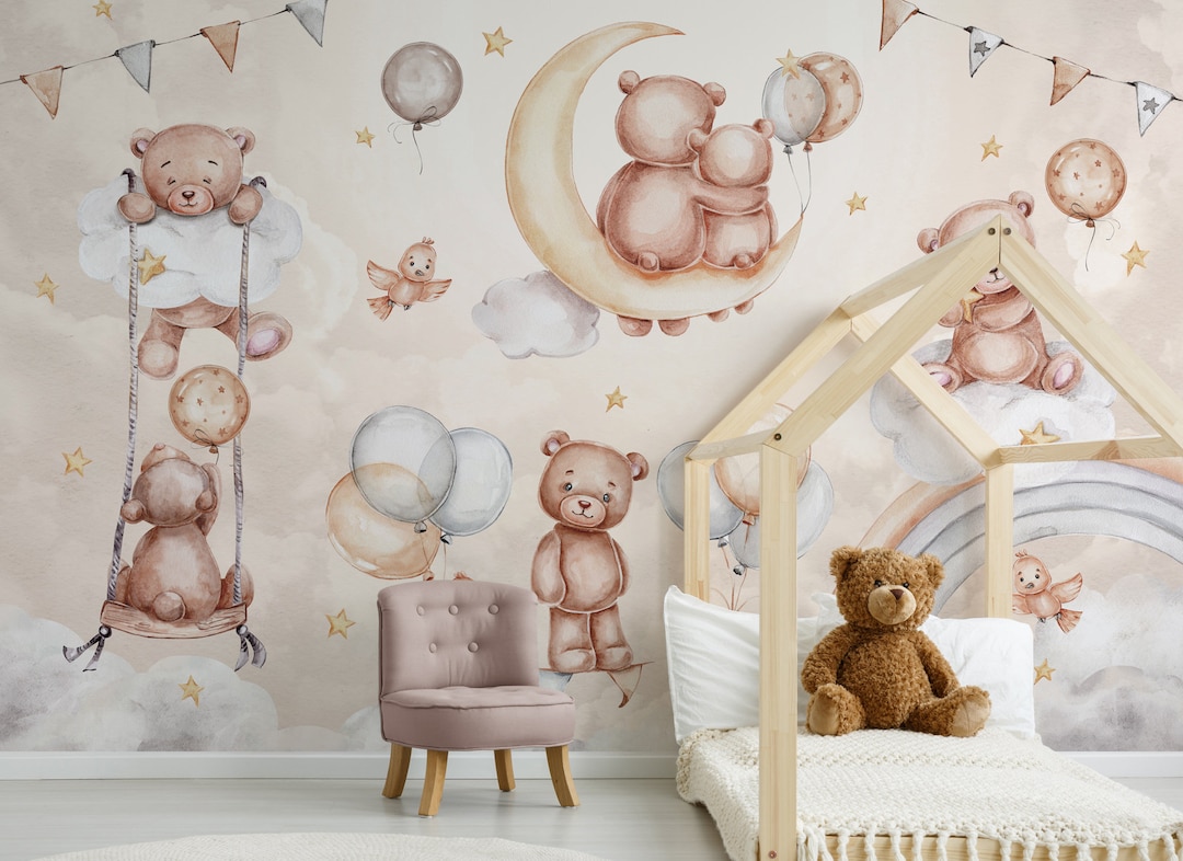 Teddy Bear Wallpaper Kids Wallpaper Teddy Bears in the - Etsy