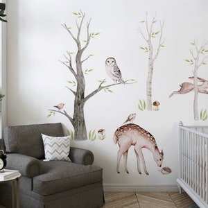 Wall Sticker Forest Animals Set • Wall Sticker for Children's Room • Wall Decal for Baby Room • Bedroom Wall Decoration