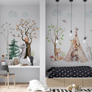 Wall Sticker Forest Animals Set • Wall Sticker for Children's Room • Wall Decal for Baby Room • Bedroom Wall Decoration