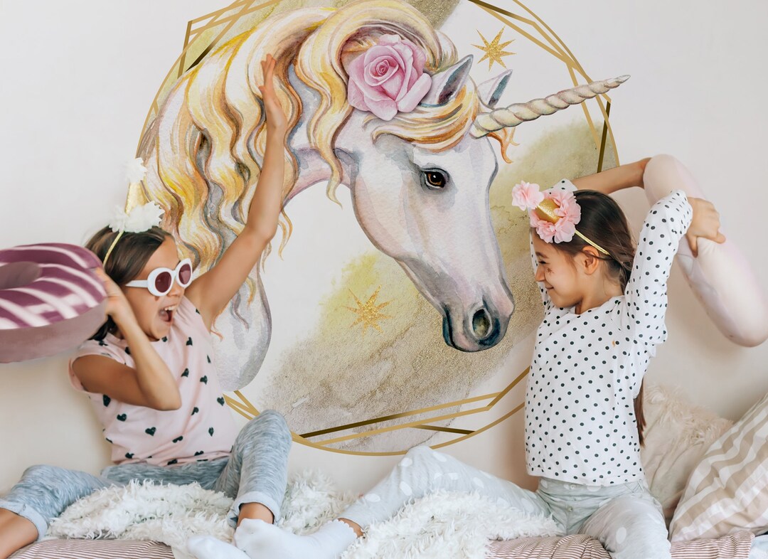 Magic Unicorn Wall Decal Unicorn Wall Sticker Circle Wall Etsy