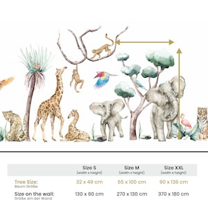 Pegatinas de pared Safari Jungle Vinilo decorativo Savanna Spirit: Decoración de guardería de animales para niños imagen 7