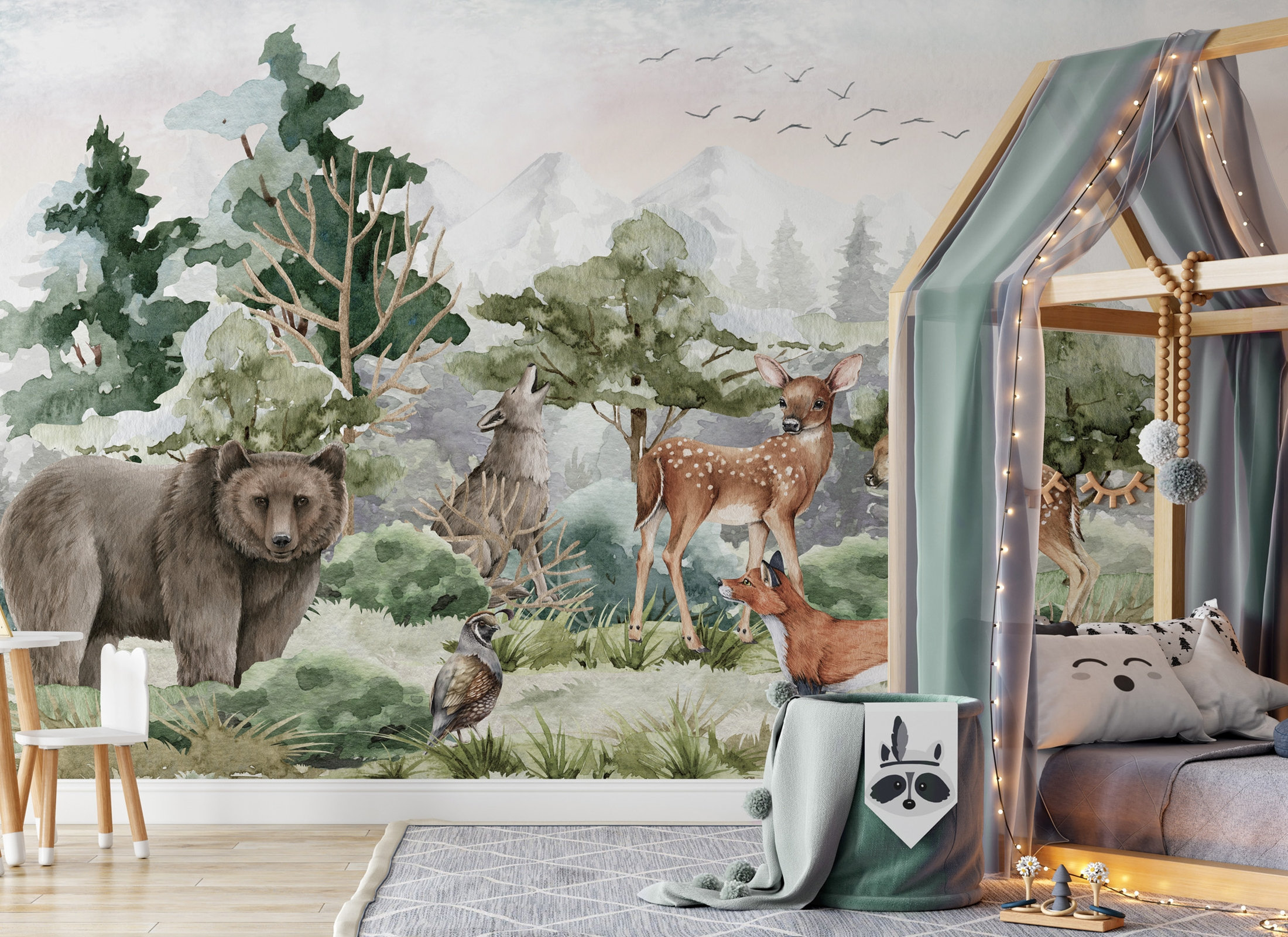 Osomhome Sticker mural pour chambre d'enfant Motif animaux de la