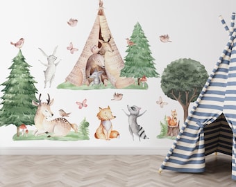 Forest Animal Wall Decal Set: Kids Room Decor