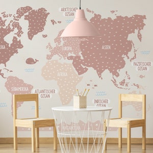 Calcomanía de pared del mapa del mundo educativo, decoración divertida de la guardería, mapa de viaje para niños, mapa del mundo para niños, mapa de fondo de pantalla