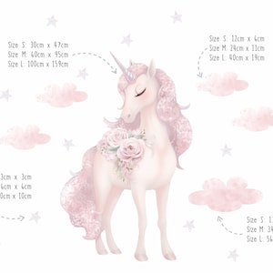 Unicorn Sticker, Unicorn Wall Decal, Girls Nursery, Stars Stickers, Girls Room Decoration, Sticker For a Girl, Magic Fantasy Deco zdjęcie 8