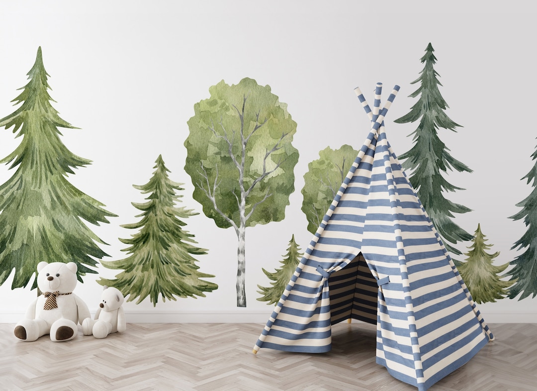 Forest Tree Wall Decal Set: Kids Room Decor, Self-adhesive Stickers - Etsy