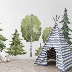 Forest Tree Wall Decal Set: Kids Room Decor, Self-Adhesive Stickers