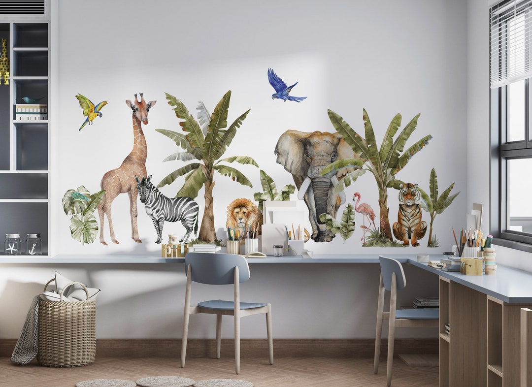 Jungle Animal Wall Decal Set: Safari Nursery Decor - Etsy