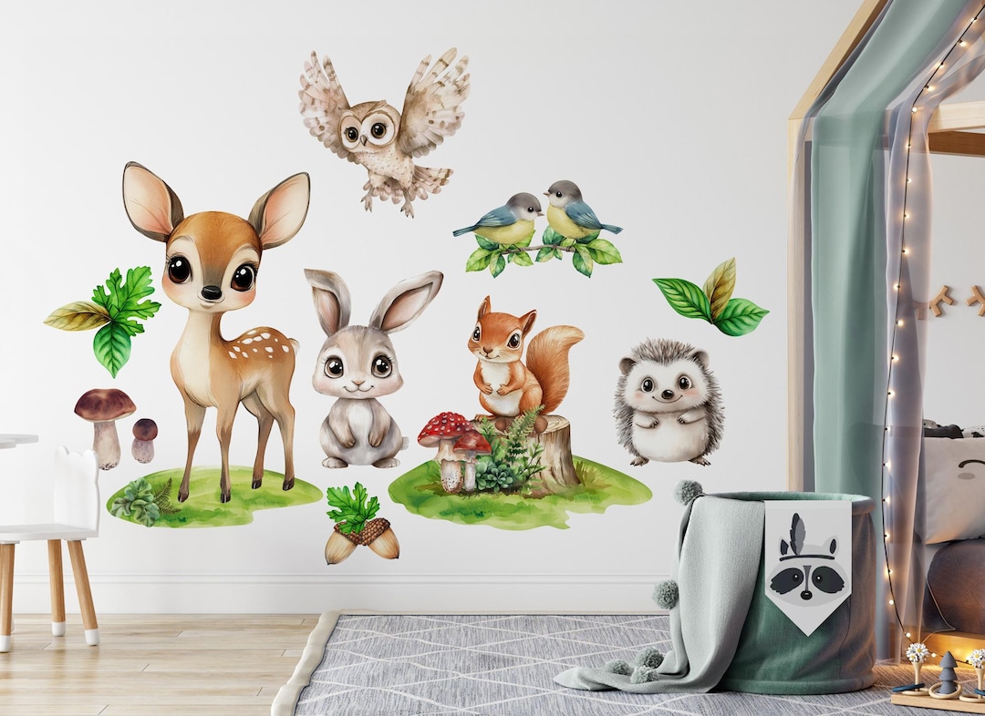 Woodland Animals Wall Decals: Forest Nursery Decor - Etsy