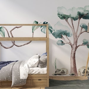 Watercolor Safari Tree Wall Decal Set: Jungle Nursery Decor