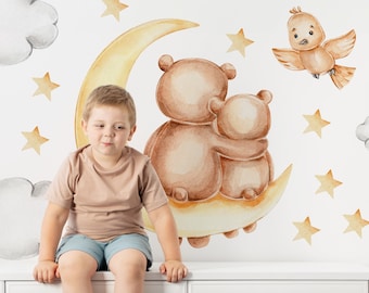 Wandtattoo Kinderzimmer, Wandaufkleber Sterne, Wandaufkleber Mond, Wandaufkleber Mond, Wandaufkleber Wandaufkleber, Babyzimmer Kinderzimmer