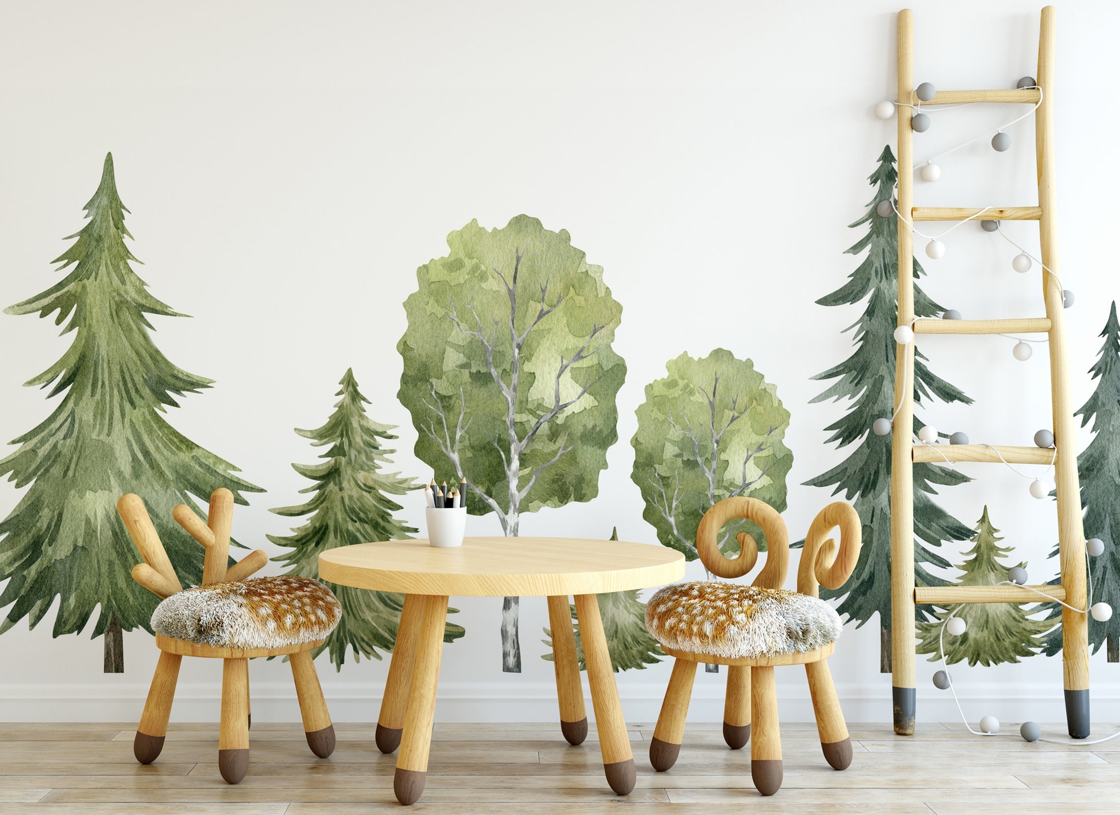 Forest Tree Wall Decal Set: Kids Room Decor, Self-adhesive Stickers - Etsy