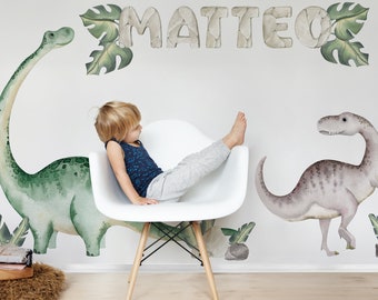 dinosaur wall decal big set, dinosaur stickers, dinosaur wall art, dinosaur wall stickers personalized Name, Personalized Name Wall Decal