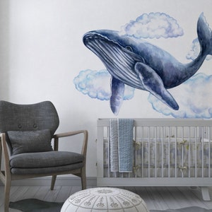 Watercolor Ocean Animals Wall Decal Kids - Nautical Wall Sticker Children Room - Playroom Marine Decoration - Underwater Life Decal