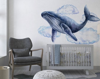 Watercolor Ocean Animals Wall Decal Kids - Nautical Wall Sticker Children Room - Playroom Marine Decoration - Underwater Life Decal