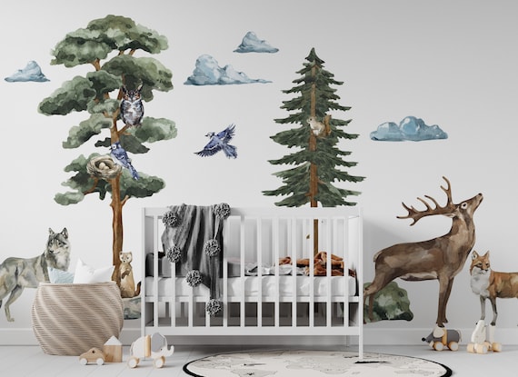 Woodland Wall Decal Backwoods Woodland Nursery Decor Forest