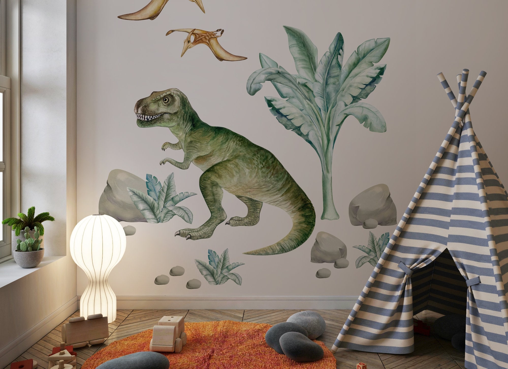 Décalcomanie murale dinosaure pour enfants, Jurassic Park, autocollant  mural dinosaures Stegosaurus, Parasaurolophus, Diplodocus, Ptérodactyle,  Autocollant Dino -  France