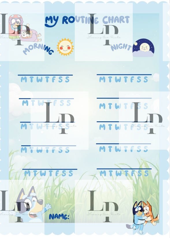 Toddler Routine Chart Bluey Theme - Etsy