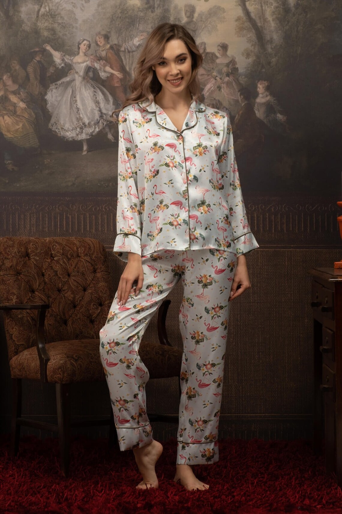 Designer Inspired adult satin pajamas for Women set of 2 Etsy