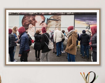 Baiser du mur de Berlin, East Side Gallery, photographie de voyage, gros caractères, art mural, décor à la maison, tirage horizontal, Brejnev et Honecker, Allemagne