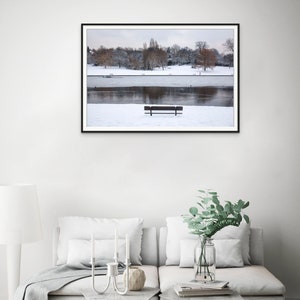 Un couvert de neige Hampstead Heath Highgate, Londres enneigée, Angleterre, photographie de paysage d'hiver, impression horizontale de décor à la maison d'art de mur, nature image 4