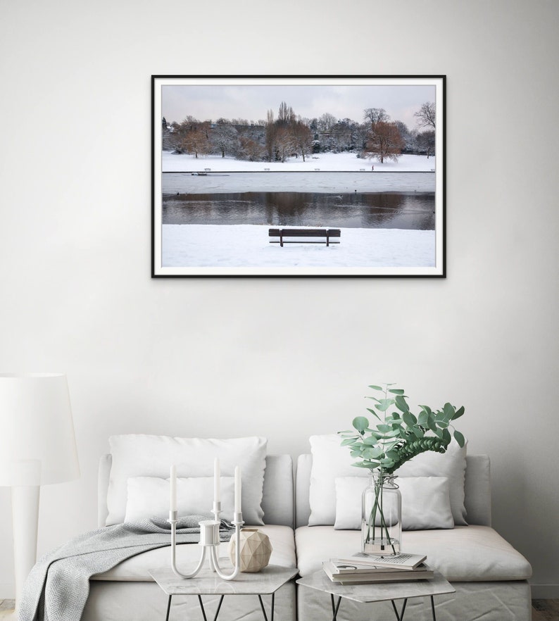 Un couvert de neige Hampstead Heath Highgate, Londres enneigée, Angleterre, photographie de paysage d'hiver, impression horizontale de décor à la maison d'art de mur, nature image 4