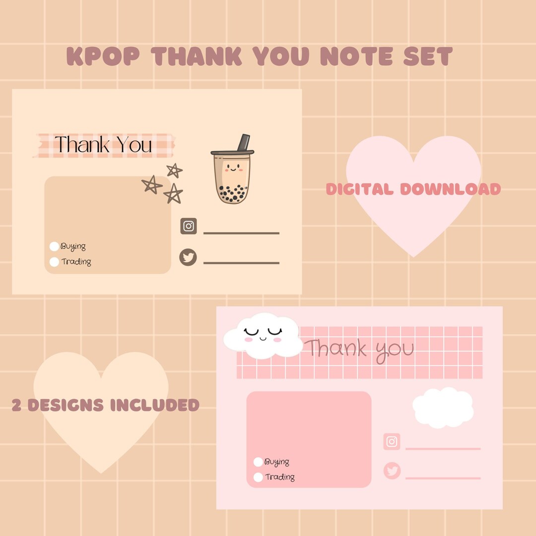 Kpop Thank You Cards for Trading and Selling / Digital Download Etsy