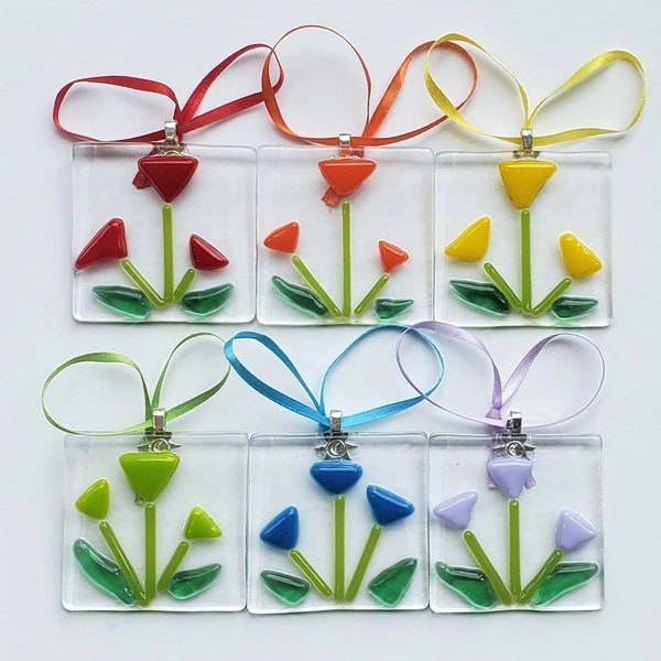 Flower Suncatchers - Fused Glass - FREE SHIPPING