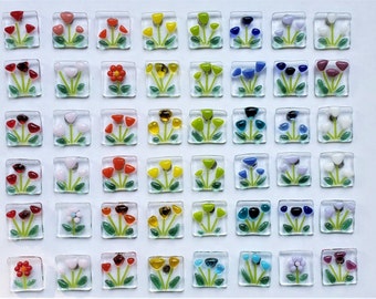 Fused Glass Flower Magnets - FREE SHIPPING
