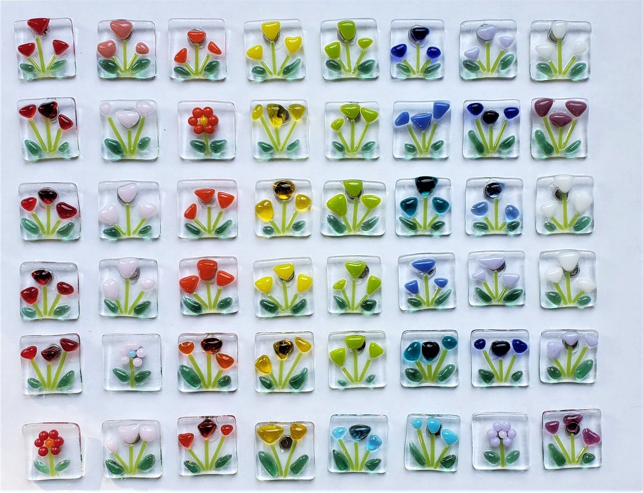 Fused Glass Flower Magnets - FREE SHIPPING