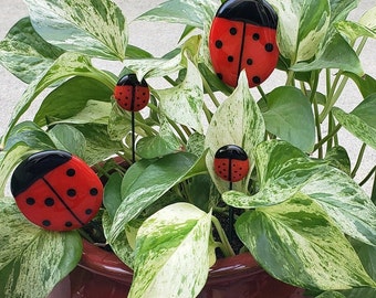 Fused Glass Ladybugs ~ Plant Stakes ~ Plant Post ~ Handheld token ~ FREE SHIPPING