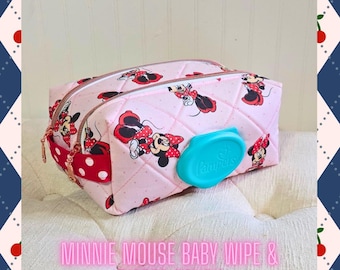 Minnie Mouse Baby Wipe & Diaper Pouch | Diaper Bag Organizer | Disney Baby Gift | Travel Wipe Holder