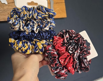 Buffalo Hockey Scrunchie 4 Pack | Blue Gold or Black Red Game Day Hair Accessories