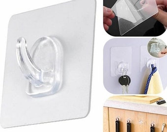 10 ganchos adhesivos resistentes, transparentes e impermeables, de 15 kg